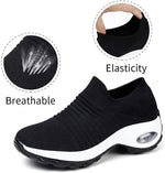 Load image into Gallery viewer, Slip On Breathe Mesh Women Walking Shoes - Black White
