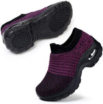 Load image into Gallery viewer, Slip On Breathe Mesh Women Walking Shoes - Black Purple
