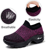 Load image into Gallery viewer, Slip On Breathe Mesh Women Walking Shoes - Black Purple
