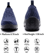 Load image into Gallery viewer, Slip On Breathe Mesh Women Walking Shoes - Navy Blue 1872
