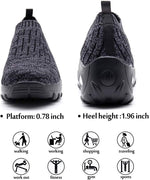 Load image into Gallery viewer, Slip On Breathe Mesh Women Walking Shoes - Dark Grey 1872
