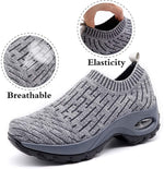 Load image into Gallery viewer, Slip On Breathe Mesh Women Walking Shoes - Light Grey 1872
